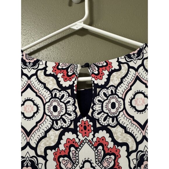 Liz Claiborne Dress Women Size Medium Stretch 3/4 Sleeve Colorful Tie Waist Line - Picture 11 of 12